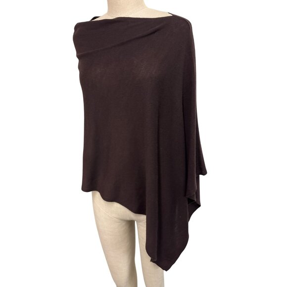 Cejon Womens Asymmetrical Dark Brown Lightweight Poncho - Picture 3 of 9